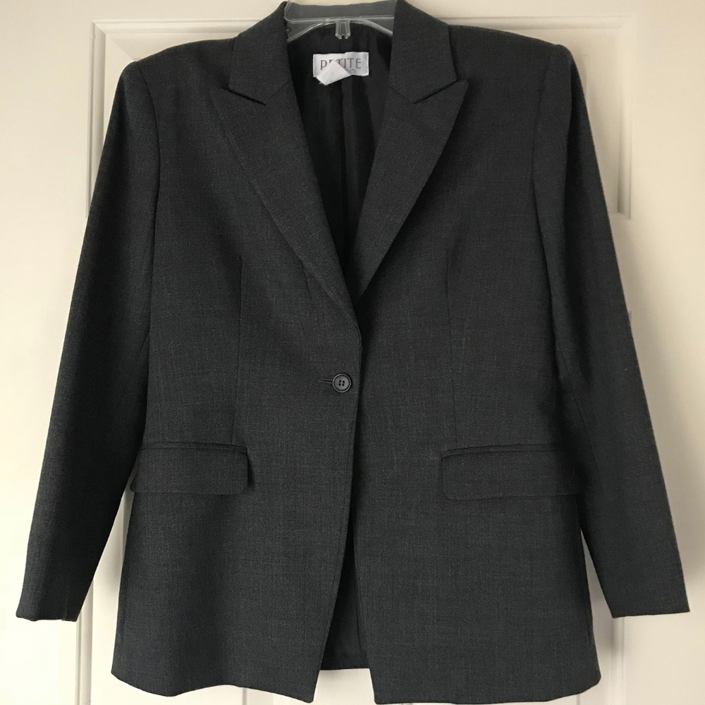 Grey Wool Suit Jacket, Petite Sophisticate Size 2